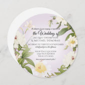 Witte Rose Pioen  Lavendel Bloemen Bruiloft Kaart (Voorkant / Achterkant)