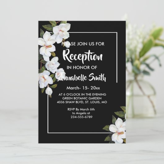 Witte Rose Receptie Kaart (Staand voorkant)