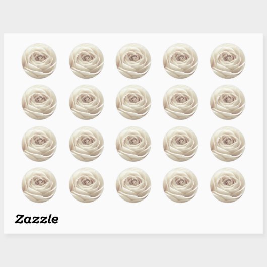 witte Rose Ronde Sticker (Vel)