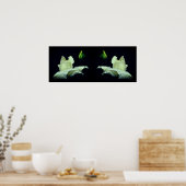 Witte Rosebud Flower Mirror Abstract Poster (Keuken)