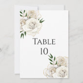 Witte Roses Goud Elegant Trouwtafel Nummer Kaart (Achterkant)