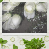 WITTE ROSES THEEDOEK (Gevouwen)
