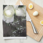 WITTE ROSES THEEDOEK (Quarter Fold)