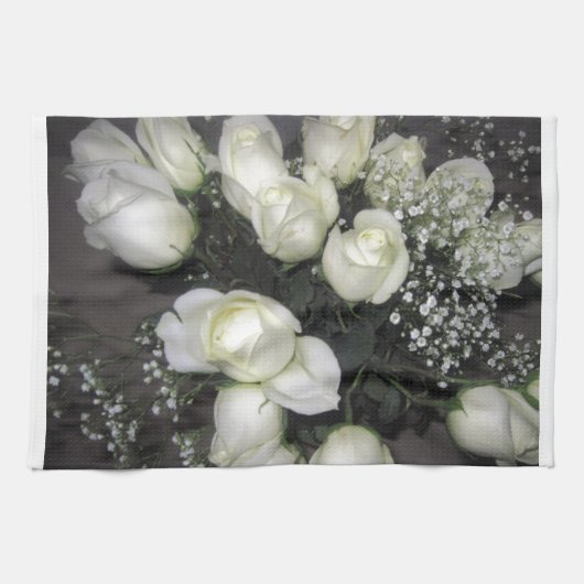 WITTE ROSES THEEDOEK (Horizontaal)