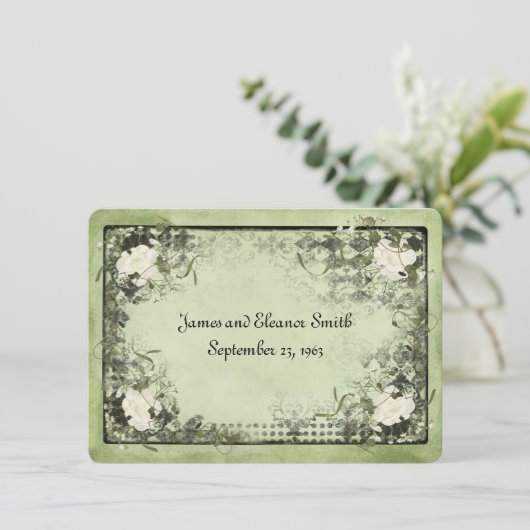  Witte Roses Vow Renewal Kaart (Staand voorkant)