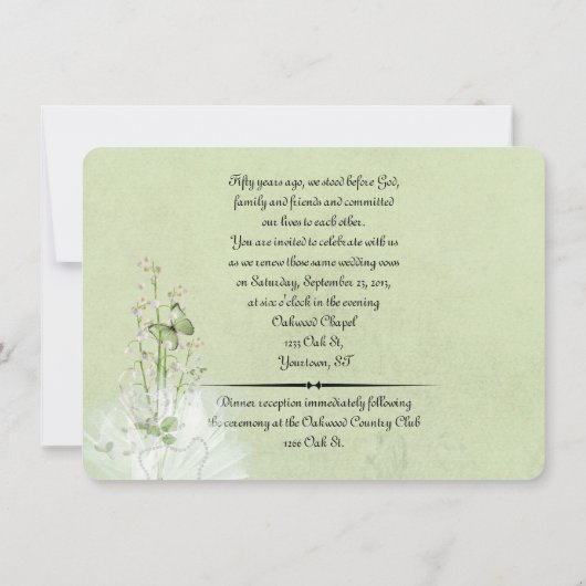 Witte Roses Vow Renewal Kaart (Achterkant)