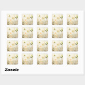 WITTE ROSES WEDDING SQARE ENVELOPE SEAL STICKERS (Vel)