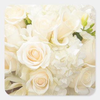 WITTE ROSES WEDDING SQARE ENVELOPE SEAL STICKERS