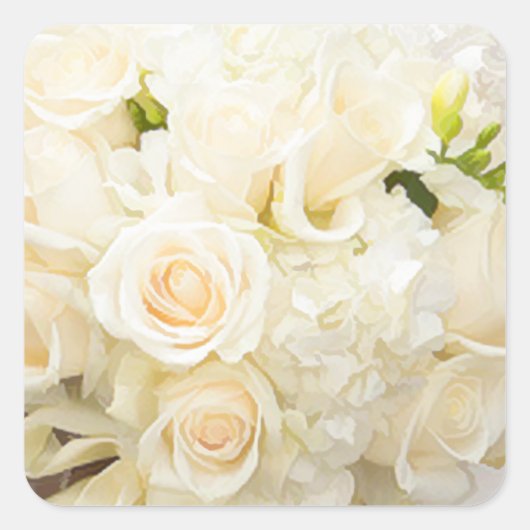 WITTE ROSES WEDDING SQARE ENVELOPE SEAL STICKERS (Voorkant)