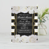 Witte Roses Zwart Strepen & Goud Vrijgezellenfeest Kaart (Staand voorkant)