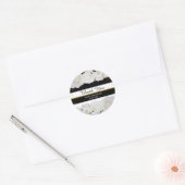 Witte Roses Zwart Strepen & Goud Vrijgezellenfeest Ronde Sticker (Envelop)