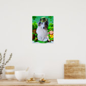 Witte Rough Collie viert St. Patrick's Day Poster (Keuken)