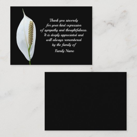 Witte rouwbloem na begrafenis bedankkaart notitiekaartje (Voorkant / Achterkant)