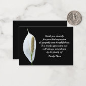 Witte rouwbloem na begrafenis bedankkaart notitiekaartje (Voorkant / Achterkant in situ)