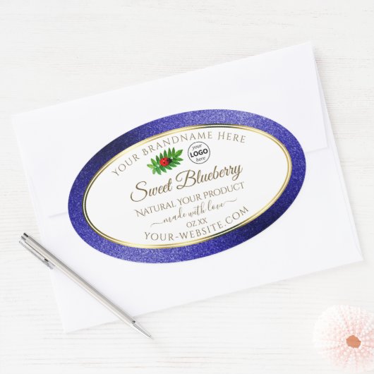 Witte Royal Blue Product Labels met Logo (Envelop)