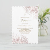 witte roze baby's adem bloemen doop kaart (Staand voorkant)