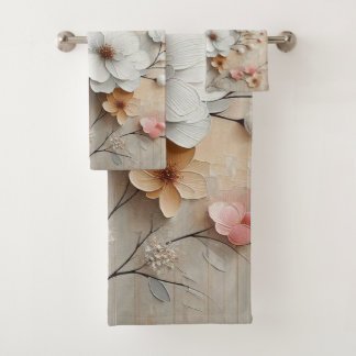Witte Roze Bloemen Badhanddoeken Bad Handdoek