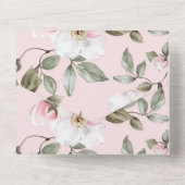  witte roze bloemen bruiloft all in one uitnodiging (Achterkant)