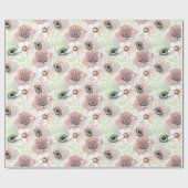 Witte, roze bloemen. cadeaupapier (Vlak)