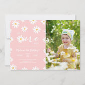 Witte & Roze Bloemen Daisy Foto Kaart (Voorkant)