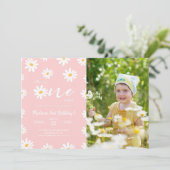 Witte & Roze Bloemen Daisy Foto Kaart (Staand voorkant)