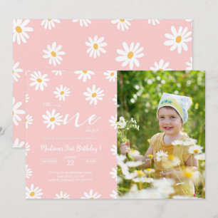 Witte & Roze Bloemen Daisy Foto Kaart