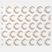 Witte Roze Bloemen Deer Antlers Fleece Deken (Voorkant (Horizontaal))