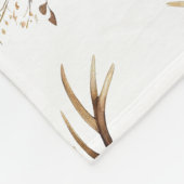 Witte Roze Bloemen Deer Antlers Fleece Deken (Hoek)
