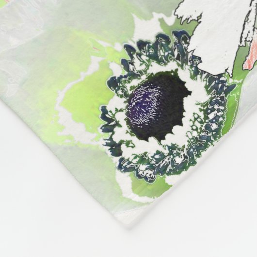 Witte, roze bloemen. fleece deken (Hoek)