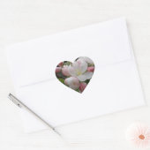 Witte Roze Bloemen Hart Sticker (Envelop)