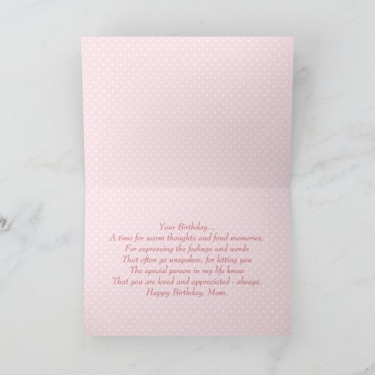 Witte roze bloemen mama Verjaardag Kaart (Binnen)