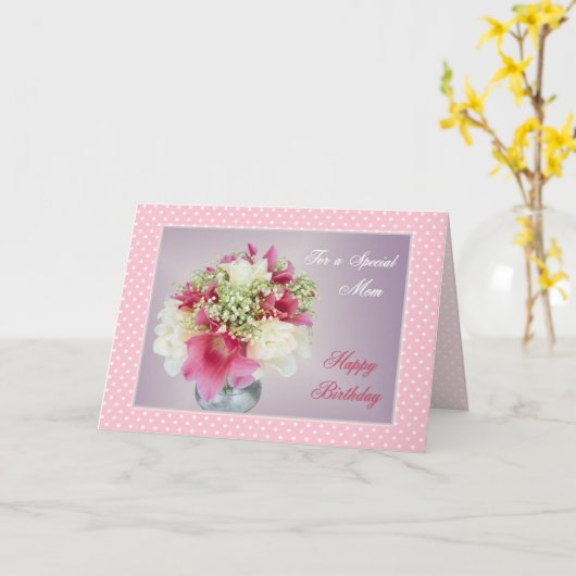 Witte roze bloemen mama Verjaardag Kaart (Gele Bloem)