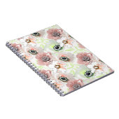 Witte, roze bloemen. notitieboek (Rechterzijde)
