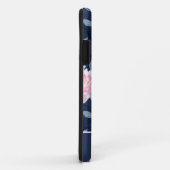 Witte, roze bloemen op donkerblauw. Case-Mate iPhone case (Achterkant/rechts)
