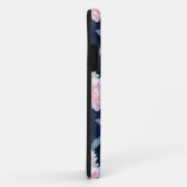Witte, roze bloemen op donkerblauw. Case-Mate iPhone case (Achterkant/rechts)