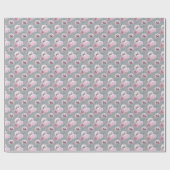 Witte, roze bloemen op grijs. cadeaupapier (Vlak)