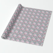 Witte, roze bloemen op grijs. cadeaupapier (Uitgerold)