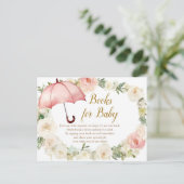 Witte Roze Bloemen Paraplu Boeken voor Baby Briefkaart (Staand voorkant)