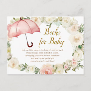 Witte Roze Bloemen Paraplu Boeken voor Baby Briefkaart