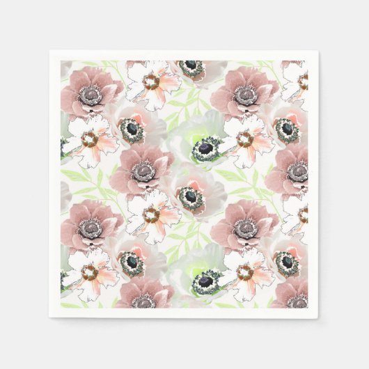 Witte, roze bloemen. servet (Voorkant)