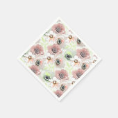 Witte, roze bloemen. servet (Hoek)