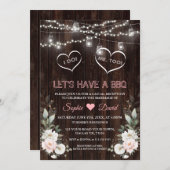 Witte Roze Bloemen Slingerlampen Schuur I DO BBQ Kaart (Voorkant / Achterkant)