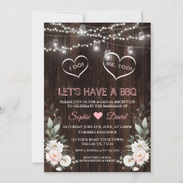 Witte Roze Bloemen Slingerlichten Schuur I DO BBQ Kaart