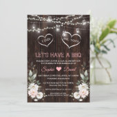 Witte Roze Bloemen Slingerlichten Schuur I DO BBQ Kaart (Staand voorkant)