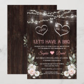 Witte Roze Bloemen Slingerlichten Schuur I DO BBQ Kaart (Voorkant / Achterkant)