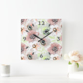 Witte, roze bloemen. vierkante klok (Huis)