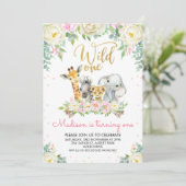 Witte Roze Bloemen Wild Een Verjaardag Uitnodiging (Staand voorkant)