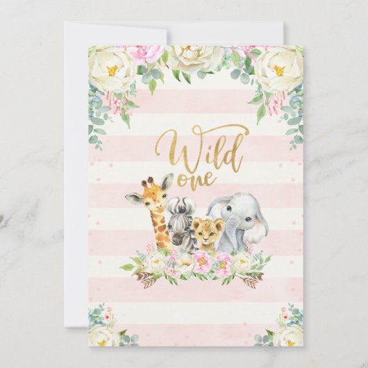 Witte Roze Bloemen Wild Een Verjaardag Uitnodiging (Achterkant)