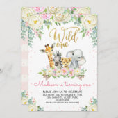 Witte Roze Bloemen Wild Een Verjaardag Uitnodiging (Voorkant / Achterkant)