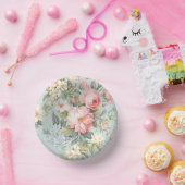 Witte Roze Bloemige Papieren Kom (Feest)